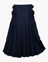 UTILITY KILT IN NAVY BLUE WITH SLANT POCKET - Scottish Kilt Jacket™ USA-UK