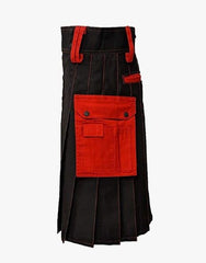 Utility Kilt in Black with Red Straps - Scottish Kilt Jacket™ USA-UK