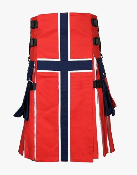 NORWEGIAN FLAG KILT - NORWAY FLAG UTILITY KILT - Scottish Kilt Jacket™ USA-UK