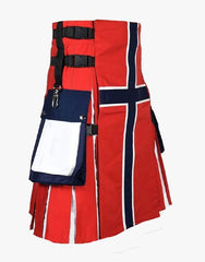 NORWEGIAN FLAG KILT - NORWAY FLAG UTILITY KILT - Scottish Kilt Jacket™ USA-UK