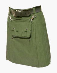 UTILITY KILT IN OLIVE GREEN WITH DETACHABLE POCKET - Scottish Kilt Jacket™ USA-UK
