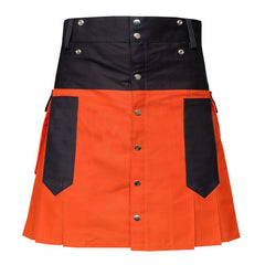 TWO-TONE ORANGE AND BLACK UTILITY KILT - Scottish Kilt Jacket™ USA-UK