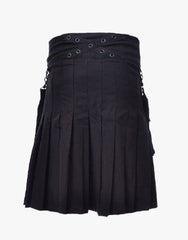 DETACHABLE POCKETS AND A MODERN BLACK GOTHIC UTILITY KILT - Scottish Kilt Jacket™ USA-UK