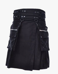 DETACHABLE POCKETS AND A MODERN BLACK GOTHIC UTILITY KILT - Scottish Kilt Jacket™ USA-UK