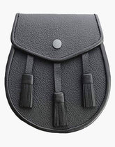 REAL SPORRAN IN BLACK LEATHER - Scottish Kilt Jacket™ USA-UK