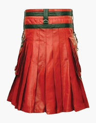 KILT IN RED AND BLACK LEATHER - Scottish Kilt Jacket™ USA-UK