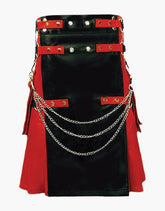 KILT IN RED AND BLACK LEATHER - Scottish Kilt Jacket™ USA-UK