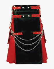 KILT IN RED AND BLACK LEATHER - Scottish Kilt Jacket™ USA-UK