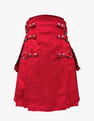 RED GOTHIC UTILITY KILT WITH CHAINS - RED CANVAS KILT - Scottish Kilt Jacket™ USA-UK