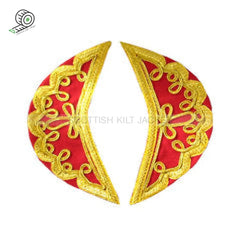 Red Pipe Band Doublet With Gold Braid And White Piping Jacket