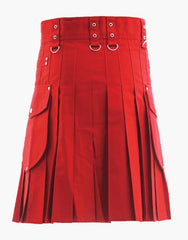 Utility Kilt in Red - Scottish Kilt Jacket™ USA-UK