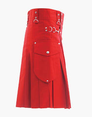 Utility Kilt in Red - Scottish Kilt Jacket™ USA-UK