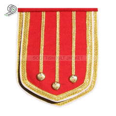 Red Wool Pipe Band Doublet With Green Collar Epaulets And Cuffs Jacket