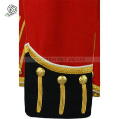 Red Wool Pipe Band Doublet With Navy Collar Epaulets And Cuffs Jacket