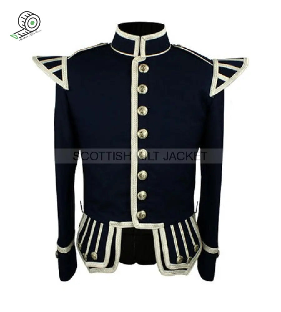 Silver Braid Trim 12 Navy Blue Gabardine Doublet Jacket