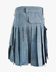 Men's Sky Blue Denim Kilt - Scottish Kilt Jacket™ USA-UK