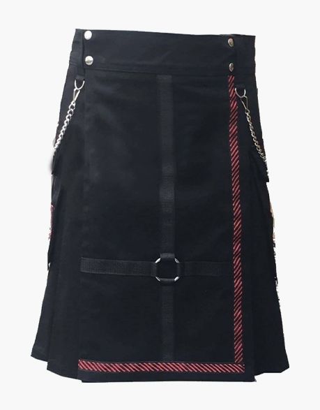 TYPE SOLID BLACK UTILITY KILT - Scottish Kilt Jacket™ USA-UK