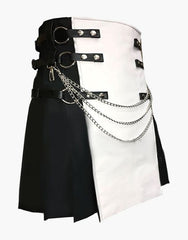 WHITE AND BLACK HYBRID KILT GOTHIC - scottish kilt jacket