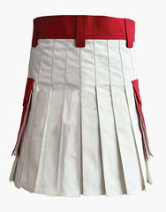 TWO-TONE RED AND WHITE UTILITY KILT - Scottish Kilt Jacket™ USA-UK