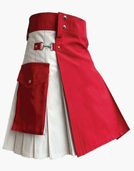 TWO-TONE RED AND WHITE UTILITY KILT - Scottish Kilt Jacket™ USA-UK