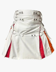 NYLON strapped hybrid utility kilt with white rainbow colors - Scottish Kilt Jacket™ USA-UK