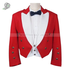White Vest With Red Prince Charlie Jacket White Lapels Jackets