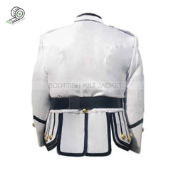 White Wool Pipe Band Doublet With Black Braid And Piping Jacket