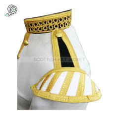 White Wool Pipe Band Doublet With Gold Braid And Piping Jacket