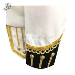 White Wool Pipe Band Doublet With Gold Braid And Piping Jacket