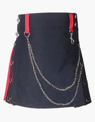 Modern hybrid short kilt in black and red for women - Scottish Kilt Jacket™ USA-UK