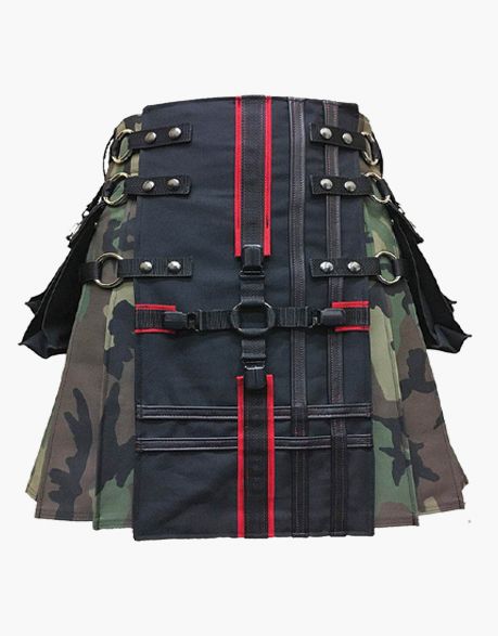 BLACK WOMEN HYBRID KILT USING CAMO UTILITY - Scottish Kilt Jacket™ USA-UK