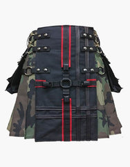 BLACK WOMEN HYBRID KILT USING CAMO UTILITY - Scottish Kilt Jacket™ USA-UK