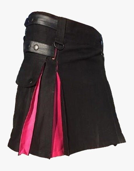 PINK & BLACK HYBRID KILT WOMEN - Scottish Kilt Jacket™ USA-UK