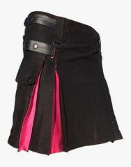 PINK & BLACK HYBRID KILT WOMEN - Scottish Kilt Jacket™ USA-UK