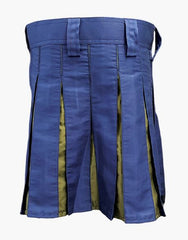 StUDDED APRON HYBRID KILT WHOMENS BLUE AND OLIVE GREEN - Scottish Kilt Jacket™ USA-UK