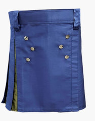 StUDDED APRON HYBRID KILT WHOMENS BLUE AND OLIVE GREEN - Scottish Kilt Jacket™ USA-UK