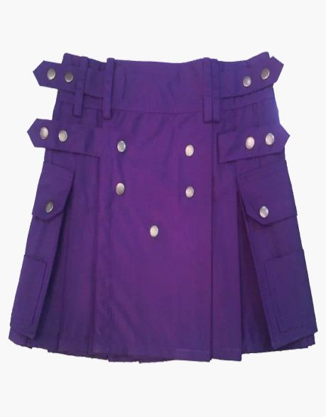 STUDDED APRON PURPLE MINI KILT FOR WOMEN - Scottish Kilt Jacket™ USA-UK