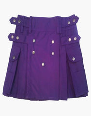 STUDDED APRON PURPLE MINI KILT FOR WOMEN - Scottish Kilt Jacket™ USA-UK