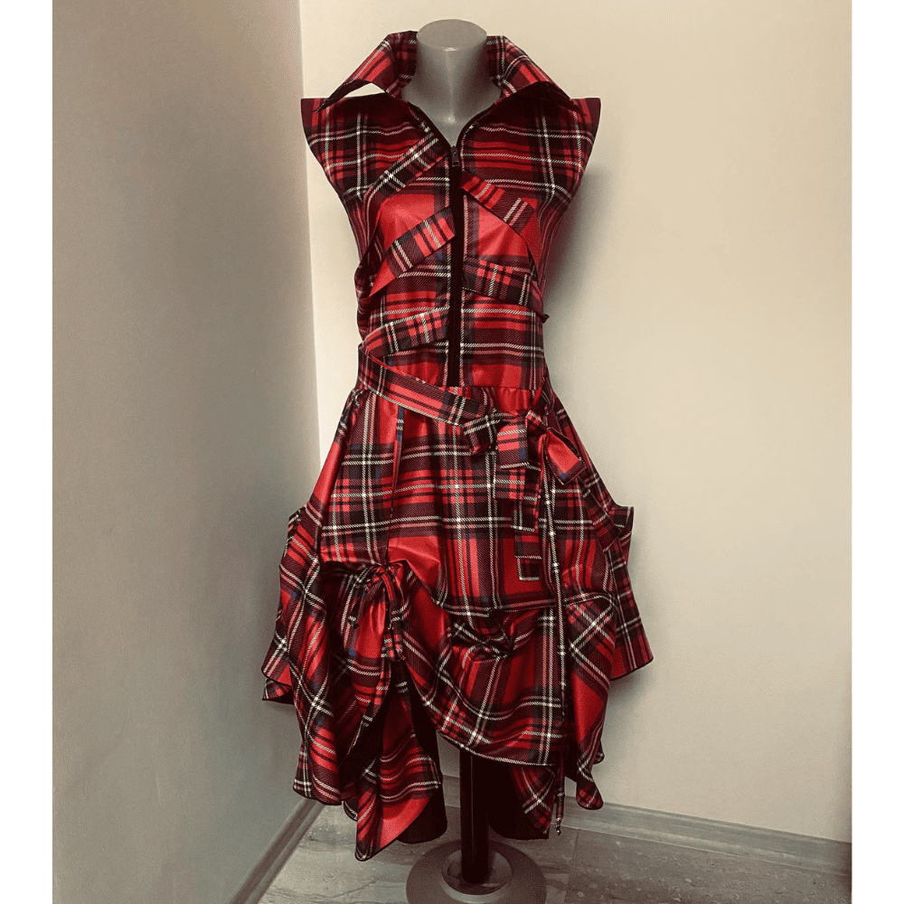 Edgy Red Tartan Dress