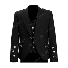 Scottish Argyll Jacket With Vest Prince Charlie style Cuffs