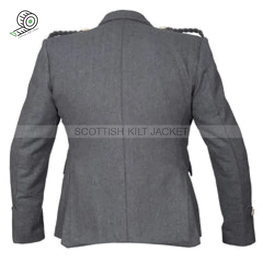 Argyll Wool Blazer In Grey With Vest Five Buttons Tweed Kilt Jackets