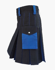 Hybrid kilt in black and blue with two tones - scottish kilt jacket