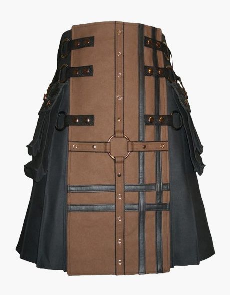 Utility kit in black and brown-hybrid Gothic style - Scottish Kilt Jacket™ USA-UK