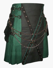 Gothic utility kilt in black and green - Scottish Kilt Jacket™ USA-UK