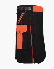 Orange and black utility kilt - scottish kilt jacket