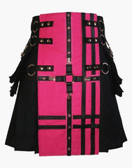 Gothic utility kilt in black and pink - Scottish Kilt Jacket™ USA-UK