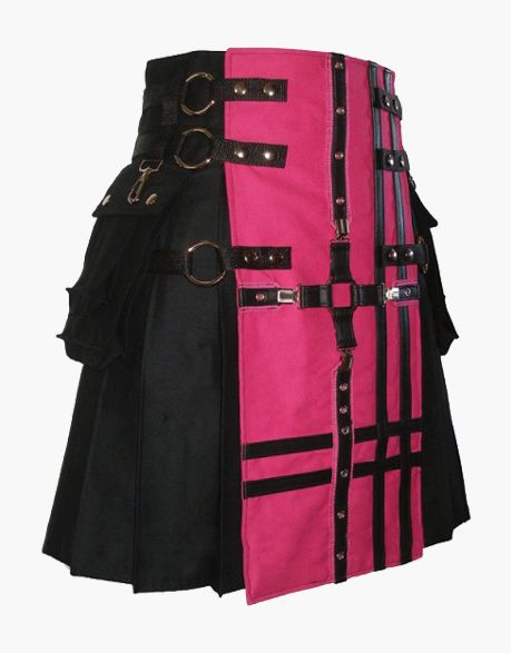 Gothic utility kilt in black and pink - Scottish Kilt Jacket™ USA-UK