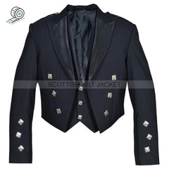 Black Barathea Wool Jacket For Prince Charlie Featuring Three Buttons Jackets