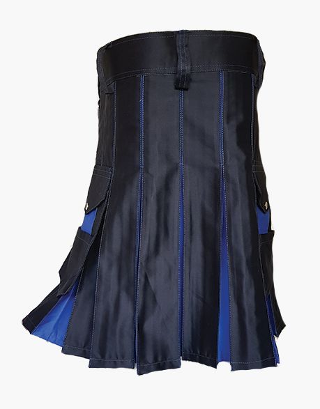 Traditional hybrid kilt in black and blue color