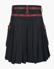 TARTAN APRON-WEARING BLACK GOTHIC UTILITY KILT - scottish kilt jacket